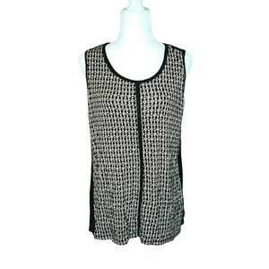 Sejour Black & White Sleeveless Geo Print Stretchy Blouse Women's 0X Fits XL-1X